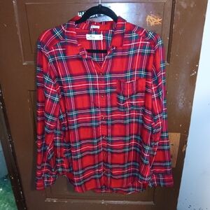 EUC Hollister Boyfriend Fit Plaid Button Down Long Sleeve Shirt M